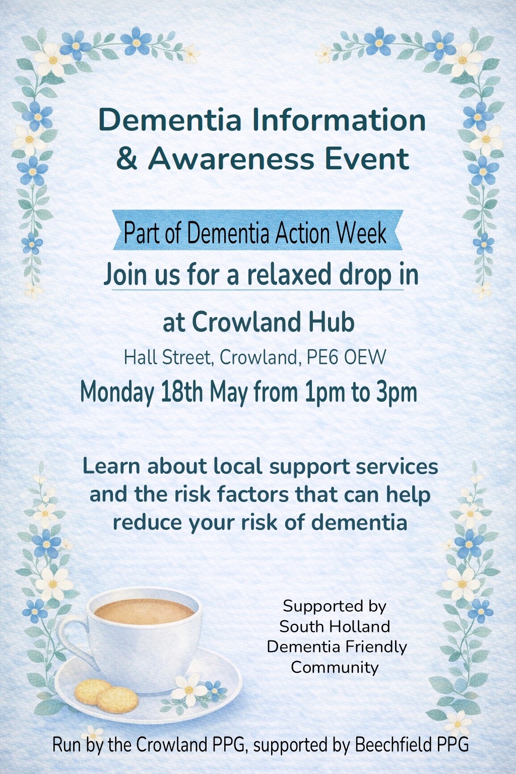 Poster for Crowland Hub event 18 05 26